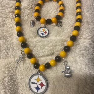 Custom Steeler necklace and bracelet set